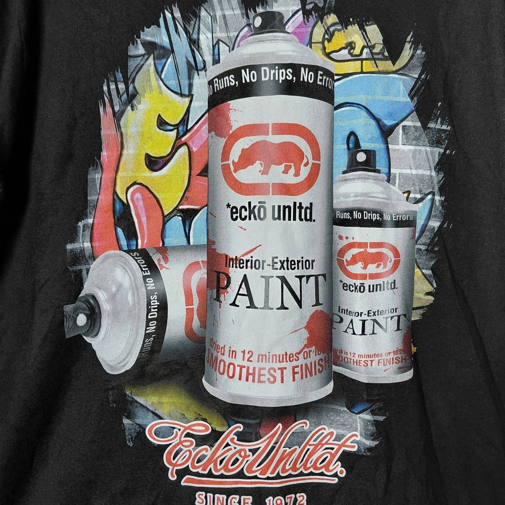 Next Level Apparel Ecko Unltd Spray Paint Graffiti Graphic Black T-Shirt Size M - Picture 3 of 5